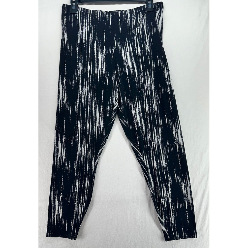 Sympli Womens Black White Abstract Brushstroke Print Leggings Size 10